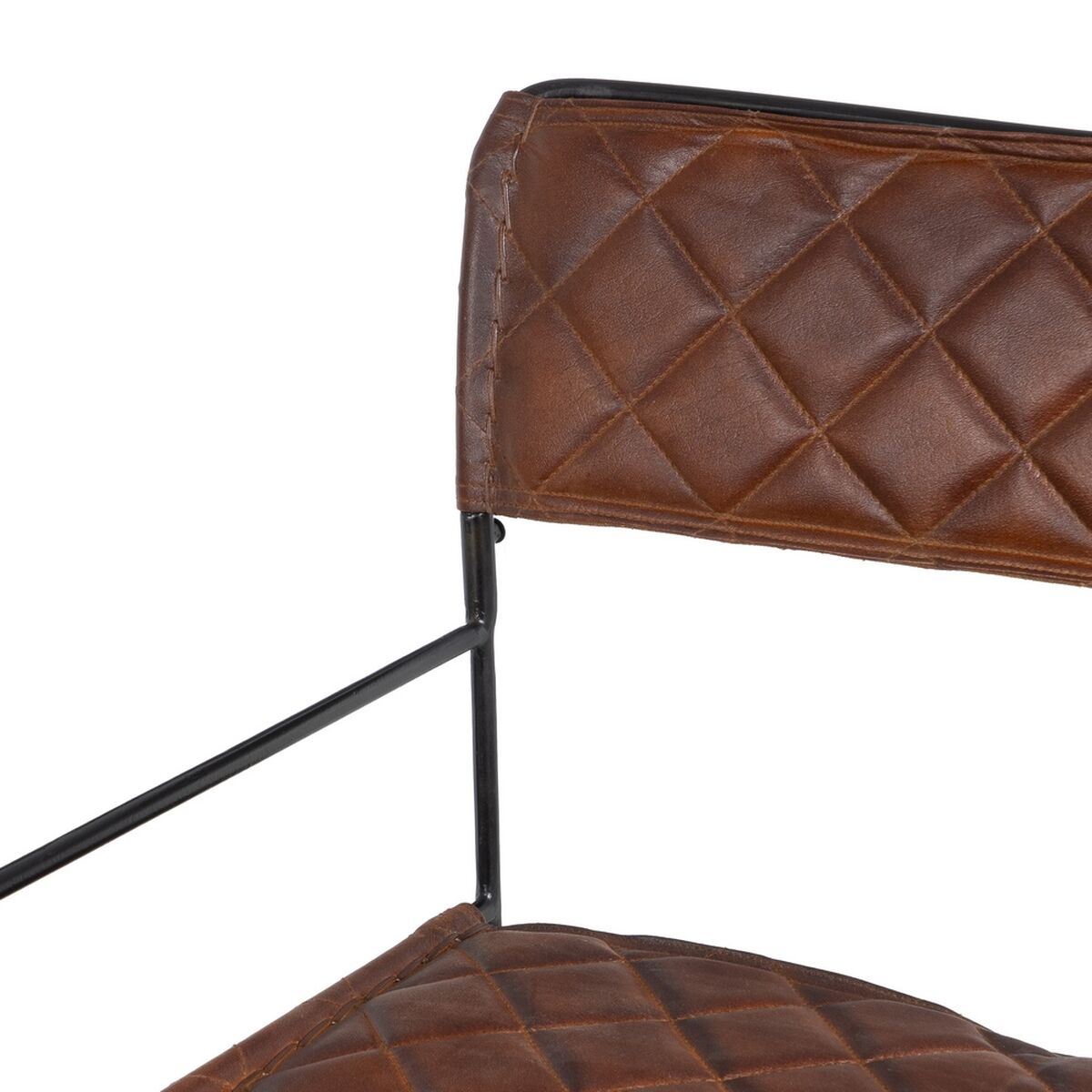 Dining Chair Brown Black Leather Iron 76 x 75 x 89 cm-6